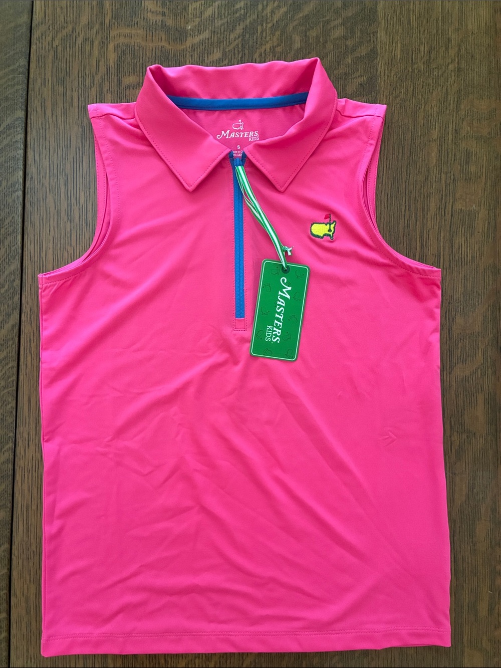 Masters Kids Sleeveless Polo - Bright Pink with Blue Zip